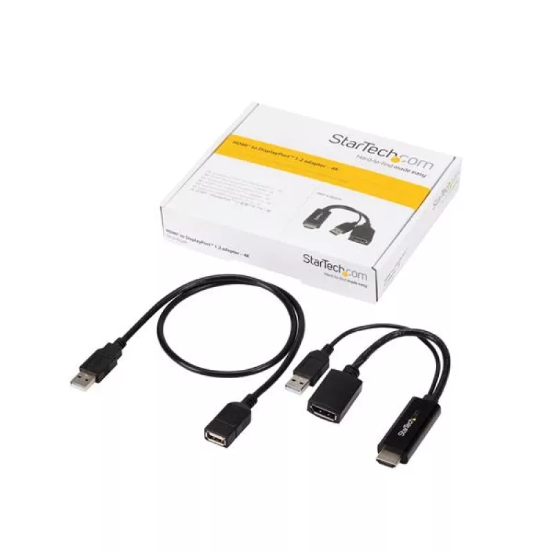 StarTech.com HDMI naar DisplayPort-adapter - 4K 30Hz, 3840 x 2160 pixels, 1080p, 720p, 120 Hz, zwart, MegaChips - STDP2600, actieve videoconverter
