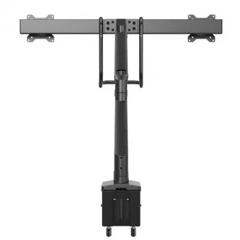 StarTech.com tafelsteun voor twee monitors – ergonomische dubbelmonitor-VESA-steun voor 32-inch displays (8 kg) – dwarsbalkgreep voor gesynchroniseerde volledige beweging – in hoogte verstelbaar – C-klem/doorvoer