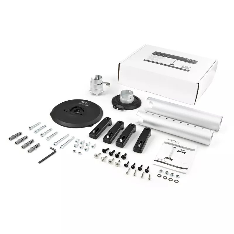 StarTech.com universele plafondsteun voor projectoren – heavy-duty, in hoogte verstelbare/uitschuifbare mastmontage 12,7–57,77 cm vanaf het plafond – 15 kg – kantelen/draaien – hangende projectorsteun met montageplaat