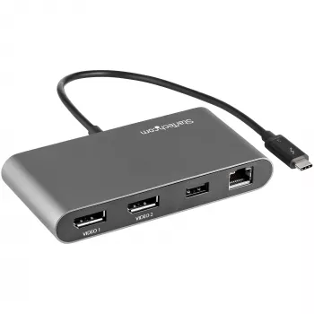 StarTech.com dual-monitor Thunderbolt Mini Dock, 4K 60Hz DisplayPort, driverloze hub voor Windows & Mac, Gigabit Ethernet, 1x USB-A (USB 5Gbps), 11in (28cm) kabel