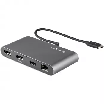 StarTech.com dual-monitor Thunderbolt Mini Dock, 4K 60Hz DisplayPort, driverloze hub voor Windows & Mac, Gigabit Ethernet, 1x USB-A (USB 5Gbps), 11in (28cm) kabel
