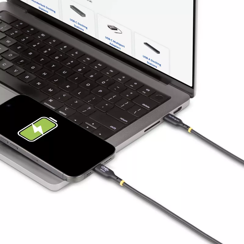 StarTech.com 3m USB-C-oplaadkabel, USB-IF-gecertificeerde USB-C-kabel, 240W PD EPR, USB 2.0 Type-C laptop-oplaadkabel, USB-C-datakabel, TPE-mantel, M/M