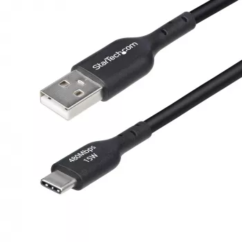 StarTech.com 3m USB-A naar USB-C-oplaadkabel, laden & synchroniseren, 3A, USB 2.0, TPE-mantel – zwarte USB-oplaadkabel
