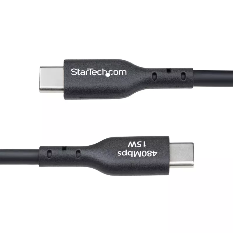 StarTech.com 3m USB-A naar USB-C-oplaadkabel, laden & synchroniseren, 3A, USB 2.0, TPE-mantel – zwarte USB-oplaadkabel