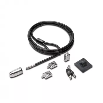Kensington desktop- en randapparatuur-slotset 2.0, 2,44 m, Kensington, sleutel, koolstofstaal, zwart, zilver