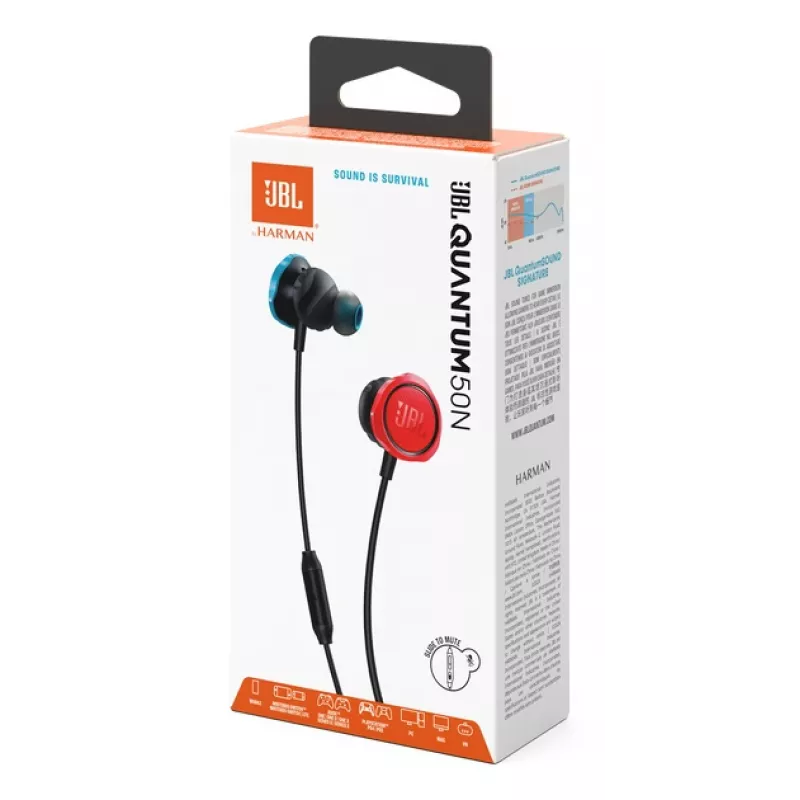 JBL Quantum 50N Headset Bedraad In-ear Zwart, Blauw, Rood