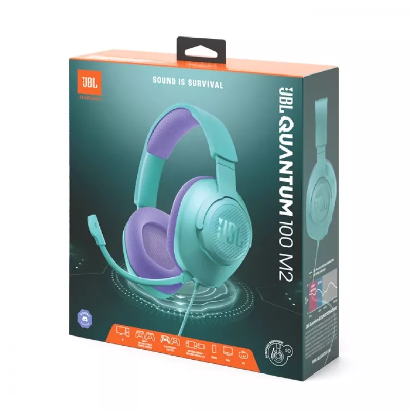 JBL Quantum 100M2 Headset Bedraad Hoofdband Gaming Cyaan