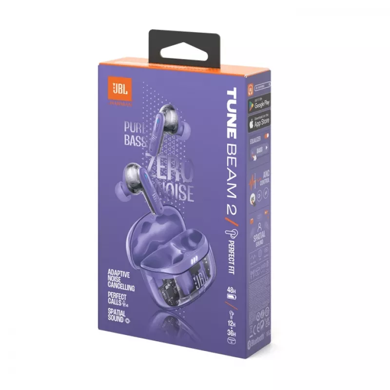 JBL Tune Beam 2 Ghost Edition Headset Draadloos In-ear Muziek/Dagelijks gebruik Bluetooth Paars