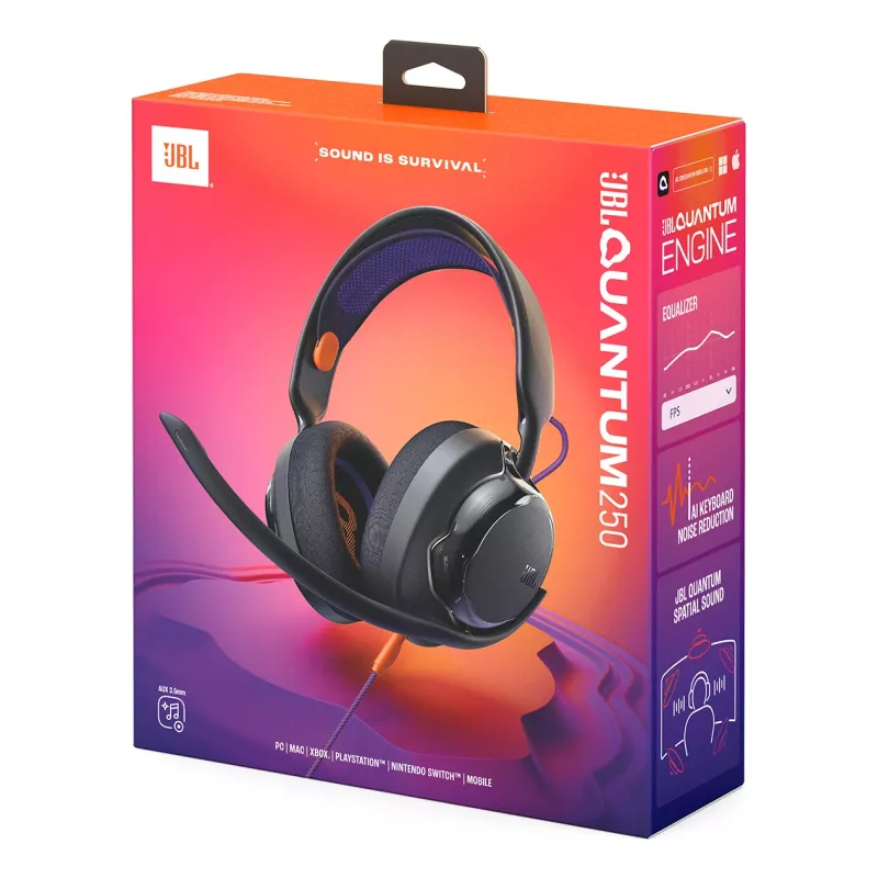 JBL Quantum 250 Headset Bedraad Hoofdband Gaming Zwart