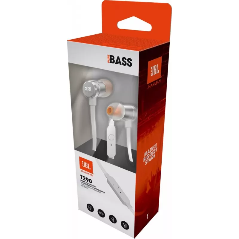 JBL T290 Headset Bedraad In-ear Bellen/Muziek Zilver