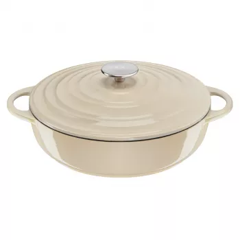 Tefal gietijzeren serveerpan LOV E25972, rond 3,8 L, 28 cm, beige