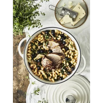 Tefal gietijzeren serveerpan LOV E25972, rond 3,8 L, 28 cm, beige