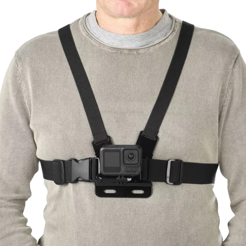 Cameraborstband HAMA 00004567 voor actioncams (GoPro-compatibel), zwart, verstelbare borsthouder