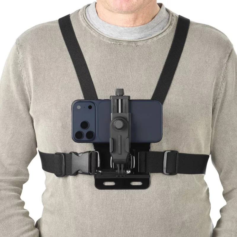 Cameraborstband HAMA 00004567 voor actioncams (GoPro-compatibel), zwart, verstelbare borsthouder