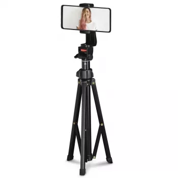 Statief Hama Rotary Smartphone II voor smartphone en digitale camera, 3-potig, max. draaglast 1 kg, hoogte 41,5–150 cm, zwart