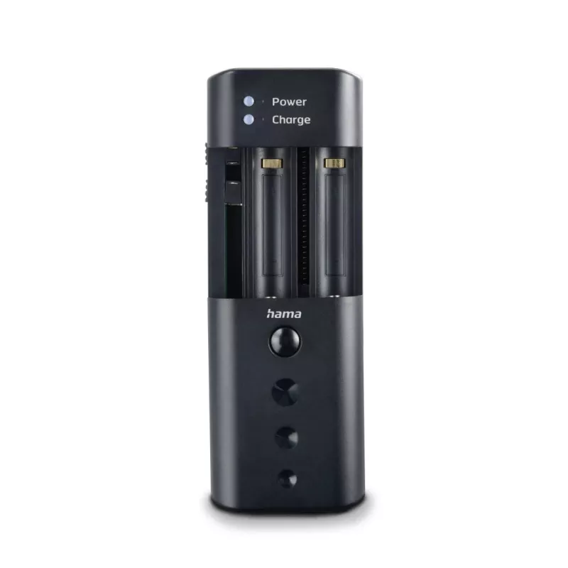 Acculader HAMA 00081390 voor digitale camera-accu's — USB, Li-Ion en NiMH compatibel, 5 V ingang