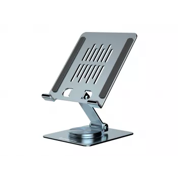 Multimedia-tabletstandaard CONCEPTRONIC THANA09G — opvouwbare draaistandaard, 360° draaibare basis, in hoogte verstelbaar, grijs, 150×110×40 mm