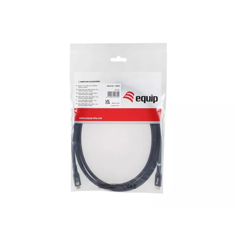 USB4 Gen4x2 C-naar-C-kabel EQUIP 2 m, 80 Gbit/s, PD 240 W, 8K@60Hz, zwart