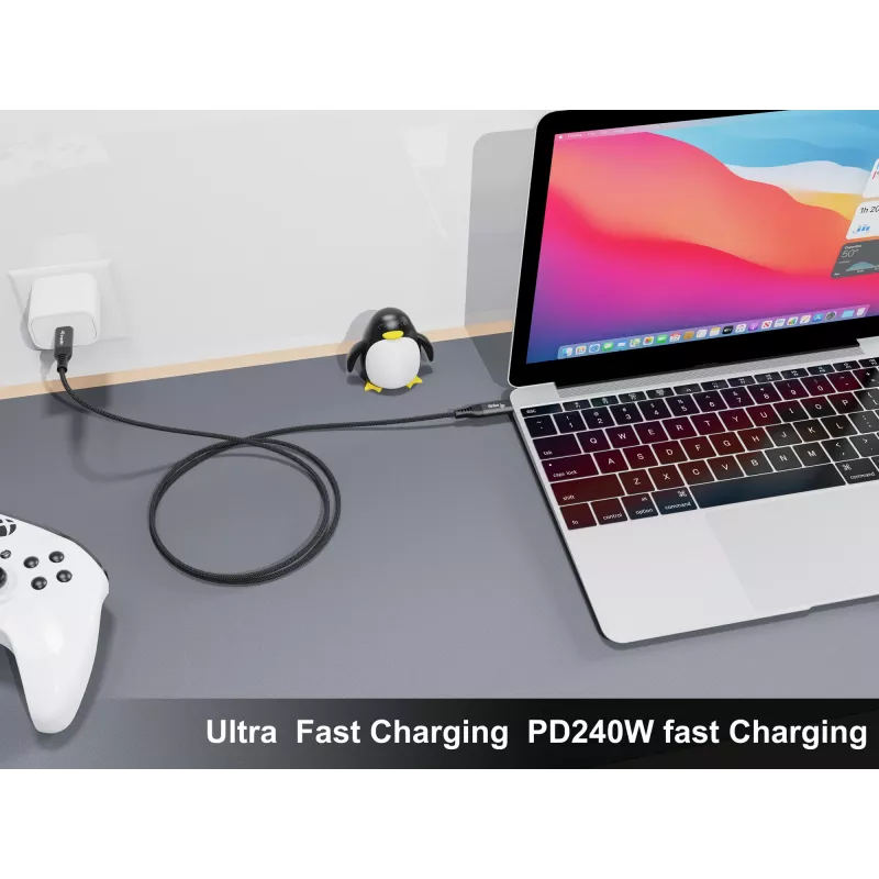 Equip USB 4 ultra slanke C-naar-C-kabel, 1,2 m, PD240W, 4K/60Hz, 40 Gbps, zwart
