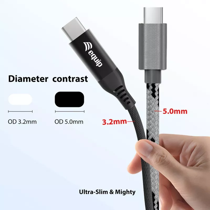 Equip USB 4 ultra slanke C-naar-C-kabel, 1,2 m, PD240W, 4K/60Hz, 40 Gbps, zwart