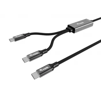 USB-C naar 2x USB-C Y-oplaadkabel EQUIP 1,5 m PD 140 W, USB 2.0, zwart
