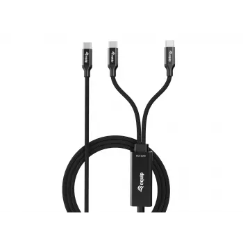 USB-C naar 2x USB-C Y-oplaadkabel EQUIP 1,5 m PD 140 W, USB 2.0, zwart