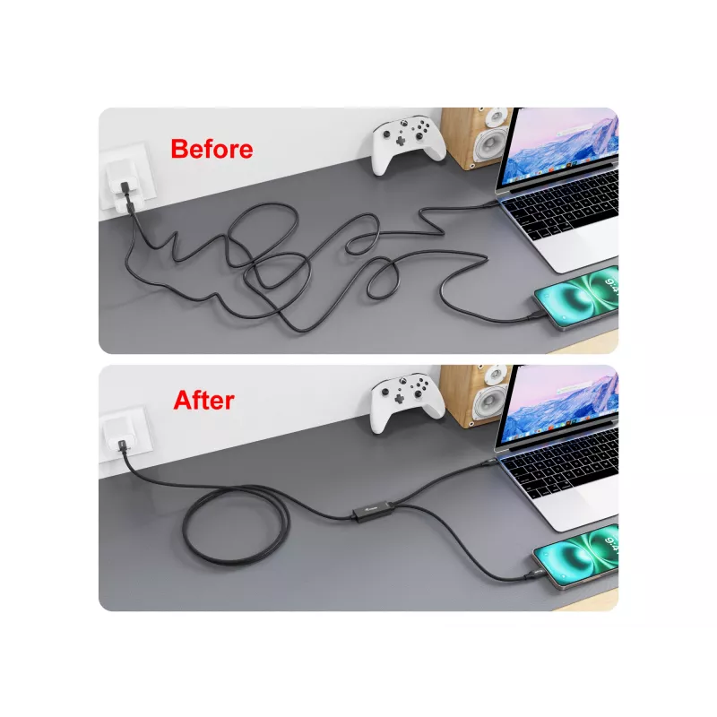 USB-C naar 2x USB-C Y-oplaadkabel EQUIP 1,5 m PD 140 W, USB 2.0, zwart