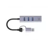 USB-C naar Gigabit-netwerkadapter met 3-poorts USB-hub CONCEPTRONIC ABBY25G — USB 3.2 Gen 1, 1 Gbit/s Ethernet, 3x USB-A, aluminium, grijs