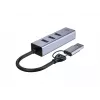 USB-C naar Gigabit-netwerkadapter met 3-poorts USB-hub CONCEPTRONIC ABBY25G — USB 3.2 Gen 1, 1 Gbit/s Ethernet, 3x USB-A, aluminium, grijs