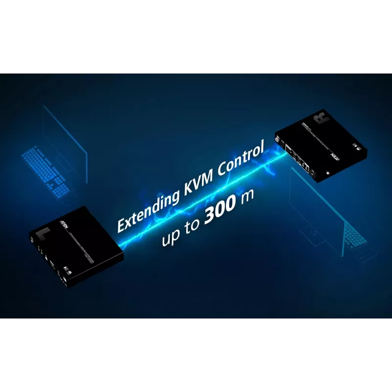 KVM extender ATEN True 4K DP/HDMI Optical KVM 300m – zender & ontvanger, DisplayPort/HDMI, USB, 300 m