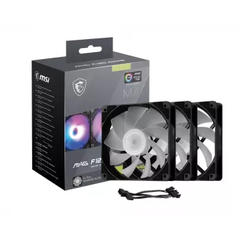 PC-behuizingsventilator MSI MAG F120 ARGB x3 — 120 mm, 1300 tpm, hydraulisch gelagerd, zwart