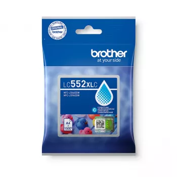 Inktcartridge Brother LC552XLC, originele cyaan pigmentinkt, enkele verpakking, bereik 1500 pagina's