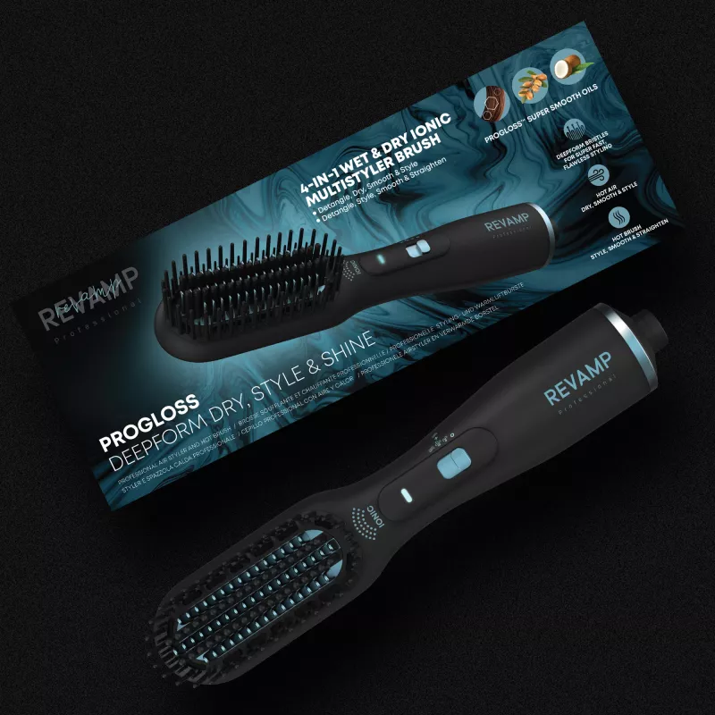 Revamp Progloss Deepform straight & Style Blow heteluchtborstel warm zwart 550 W 3 m