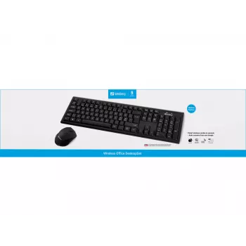 Sandberg Wireless Office DesktopSet INT, draadloos, RF draadloos, membraan, QWERTY, zwart, muis inbegrepen