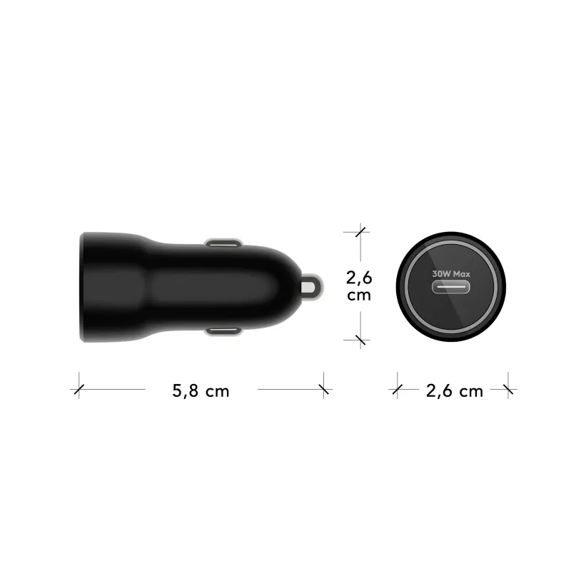 dbramante1928 re-charge - autolader USB-C 30W - BLK, auto, sigarettenaansteker, zwart