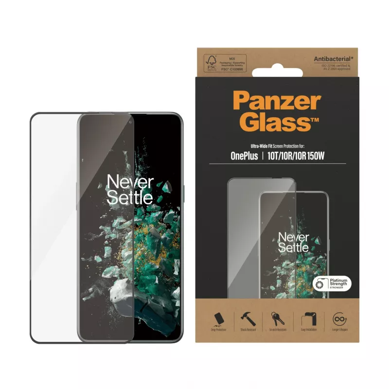 PanzerGlass ® displaybescherming OnePlus 10T | 10R | 10R | 150W | Ultra-Wide Fit | zwart