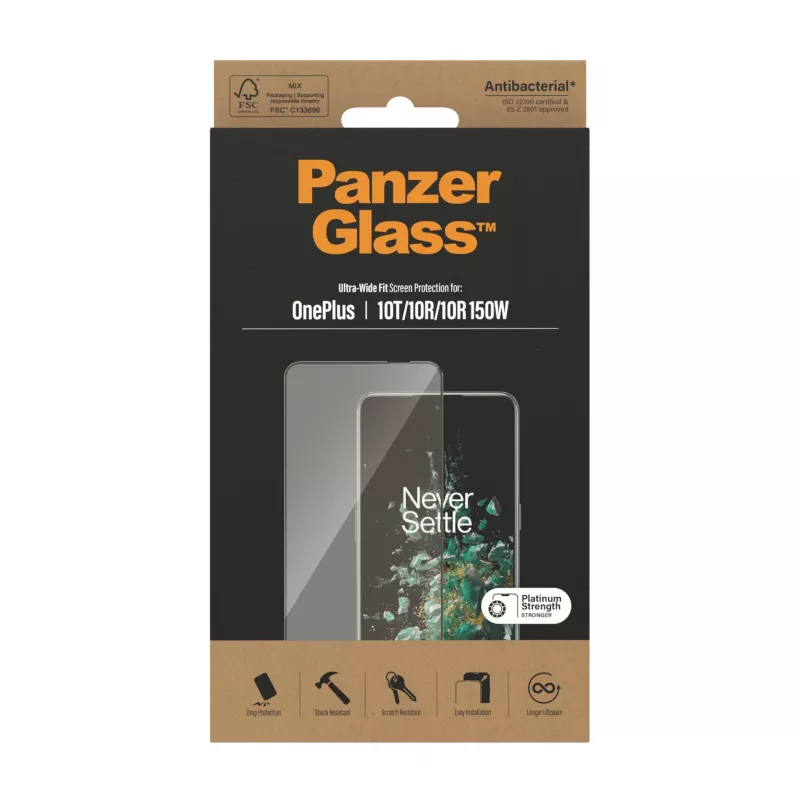 PanzerGlass ® displaybescherming OnePlus 10T | 10R | 10R | 150W | Ultra-Wide Fit | zwart