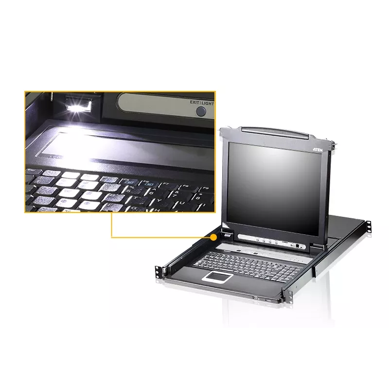 KVM-switch ATEN CL5708M rackmontage zwart 1U 17 inch LCD CL5708M-CH