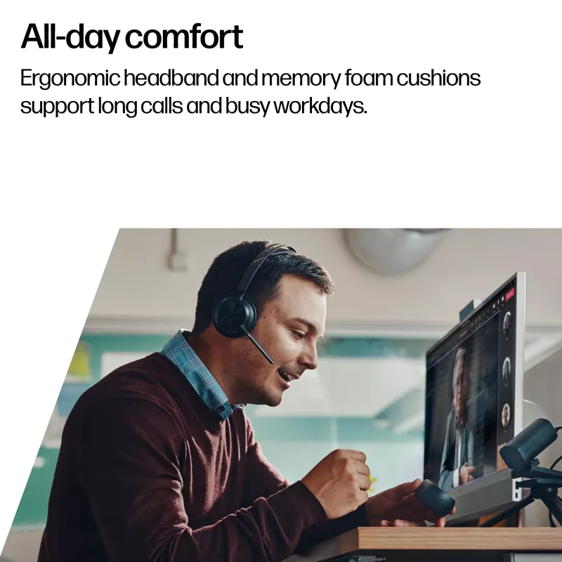 HP Poly Voyager Focus 2 Microsoft Teams Certified USB-C-C headset +USB-C/A-adapter