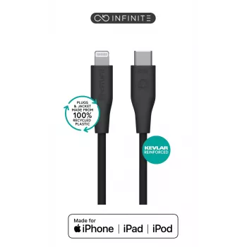 Lightning-naar-USB-C-kabel eSTUFF ES602180-BULK — 1 m, zwart, MFi, RoHS