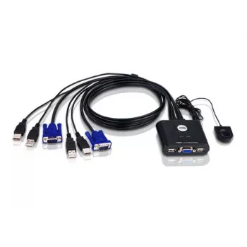 ATEN 2-poorts USB VGA KVM-switch, 2048 x 1536 pixels, QXGA, 0,14 W, zwart