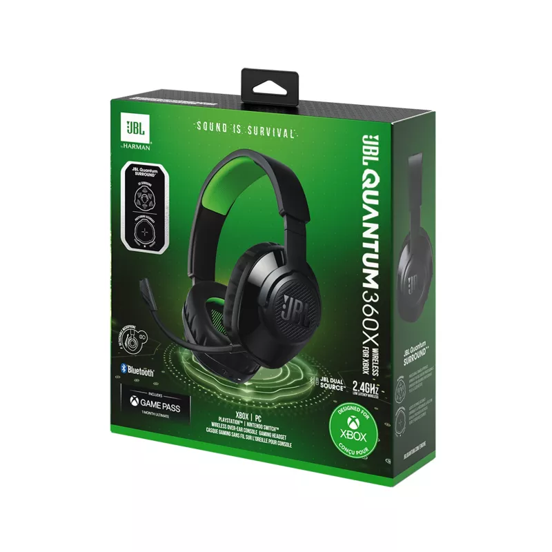 JBL Quantum 360X headset draadloos hoofdband gaming USB Type-C Bluetooth zwart, groen