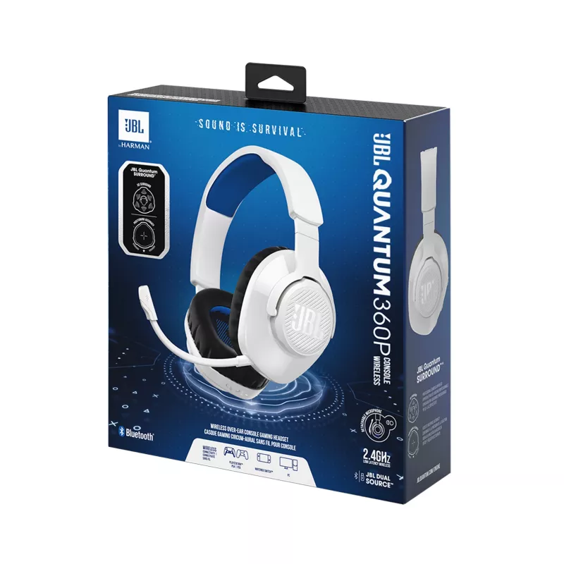 JBL Quantum 360P headset draadloos hoofdband gaming USB Type-C Bluetooth blauw, wit