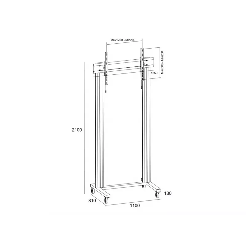 Multibrackets M Public Display Stand 210 Dual Pillar Wheelbase zwart