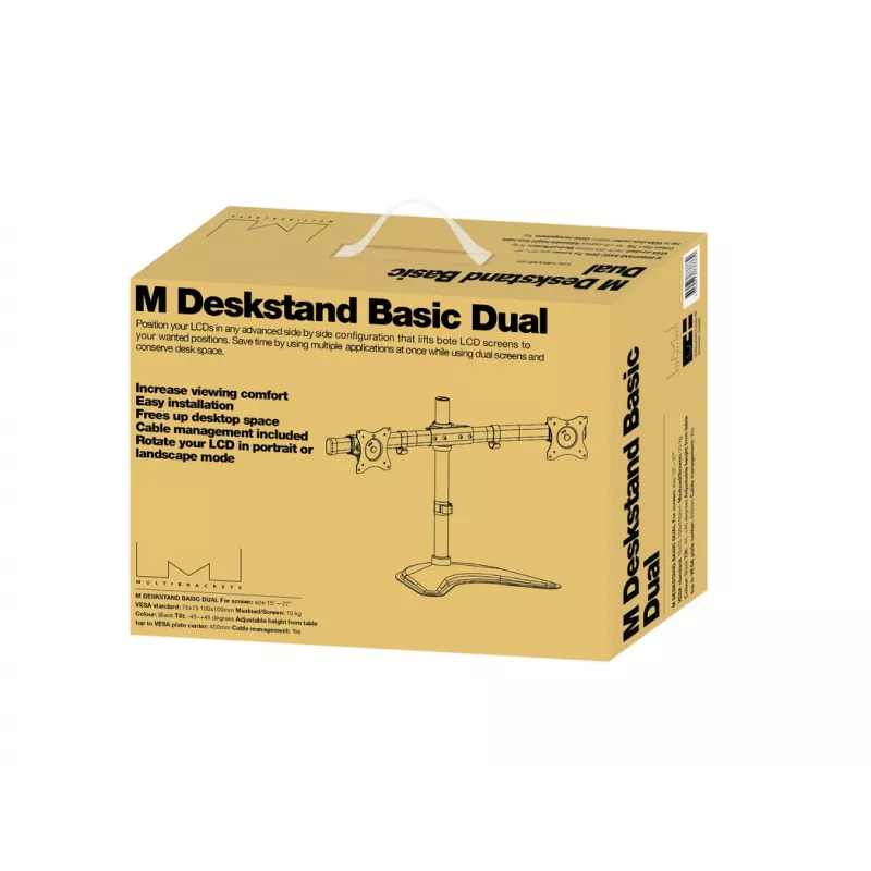 Multibrackets M Deskstand Basic Dual, vrijstaand, 16 kg, 38,1 cm (15 inch), 68,6 cm (27 inch), 100 x 100 mm, zwart