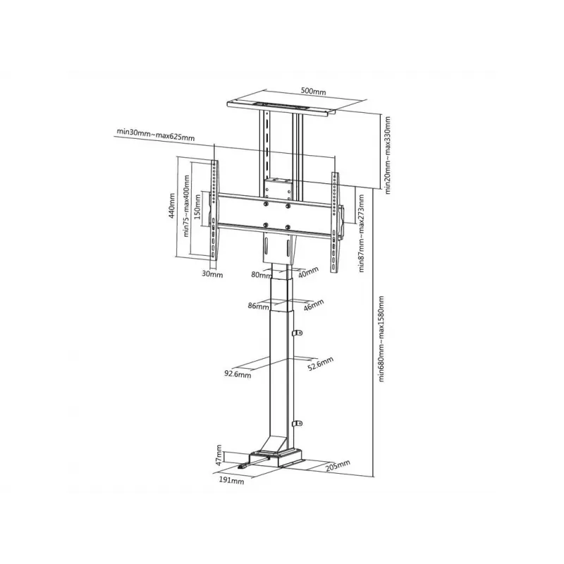 Multibrackets M gemotoriseerde tv-lift Large 50 kg draagkracht 37-65 inch schermen