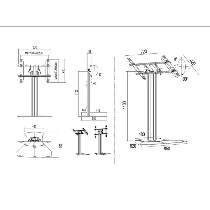 Multibrackets M Public Display Stand 110 HD Floorbase Single zwart