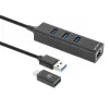 Manhattan USB-C & USB-A combo-dock/hub, aansluitingen (4): Ethernet en USB-A (x3), 5 Gbit/s (USB 3.2 Gen 1, ook bekend als USB 3.0), USB-gevoed (geen externe voeding nodig)