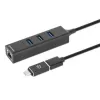 Manhattan USB-C & USB-A combo-dock/hub, aansluitingen (4): Ethernet en USB-A (x3), 5 Gbit/s (USB 3.2 Gen 1, ook bekend als USB 3.0), USB-gevoed (geen externe voeding nodig)