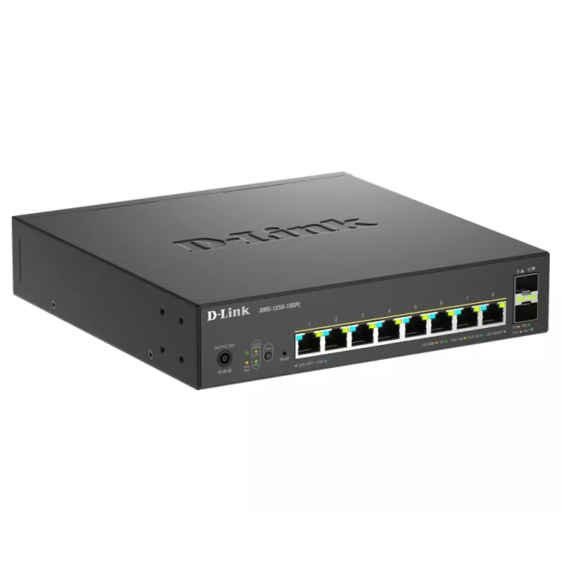 D-Link 10-poorts Multi-Gigabit Smart Managed PoE+ switch met 8 Multi-Gigabit 2.5G PoE en 2 10G SFP+-poorten
